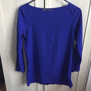 Zara // Royal Blue Button-Back Shirt
